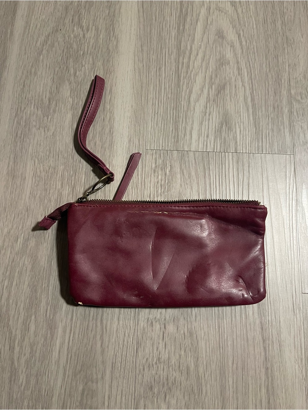 Women's Leather Wristlet Clutch - Burgundy